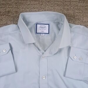 Charles Tyrwhitt Dress Shirt Mens 19/37 Light Blue Solid Classic Fit Non-Iron